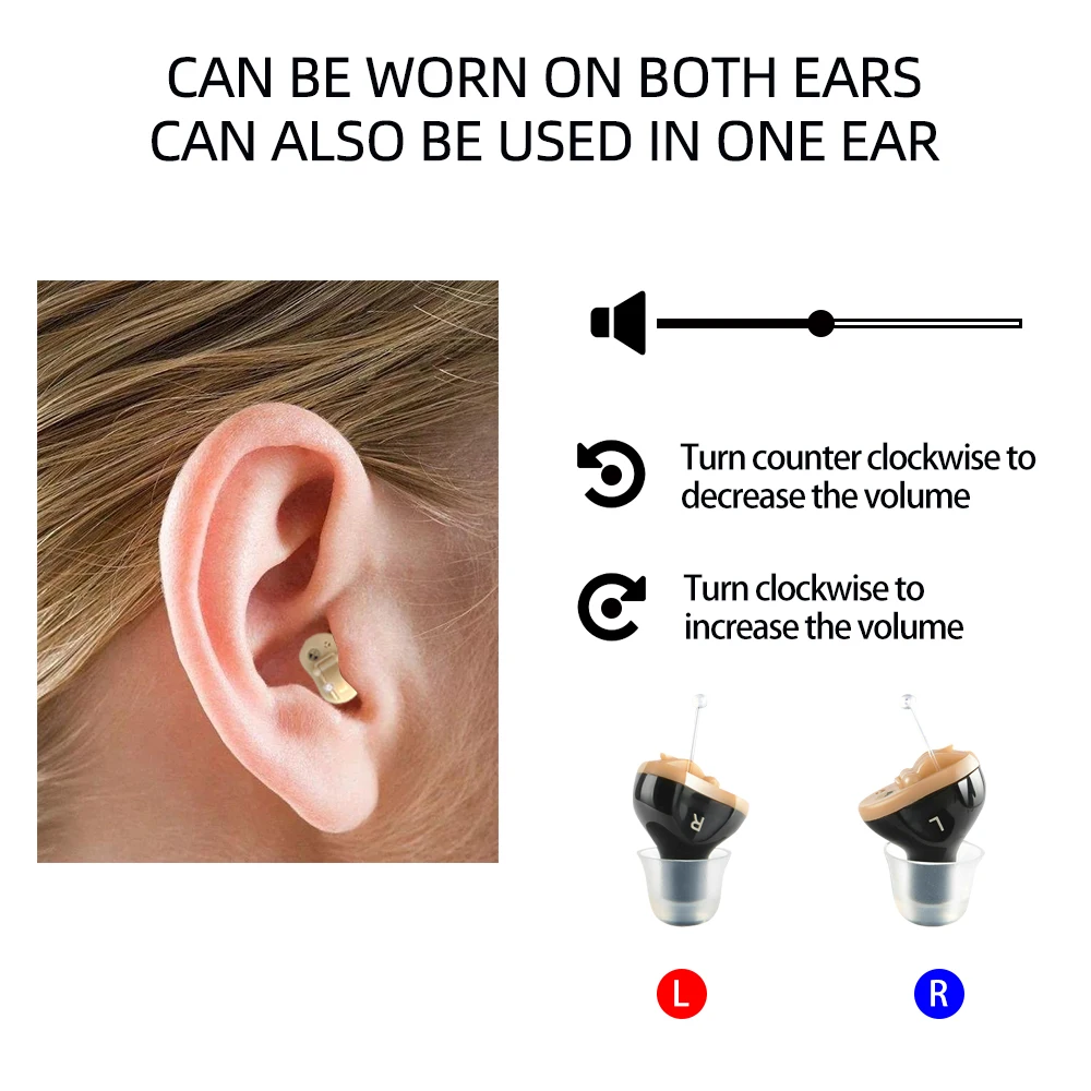 Невидимый слуховой аппарат Q10 Audifonos Deafness/для пожилых людей регулируемый