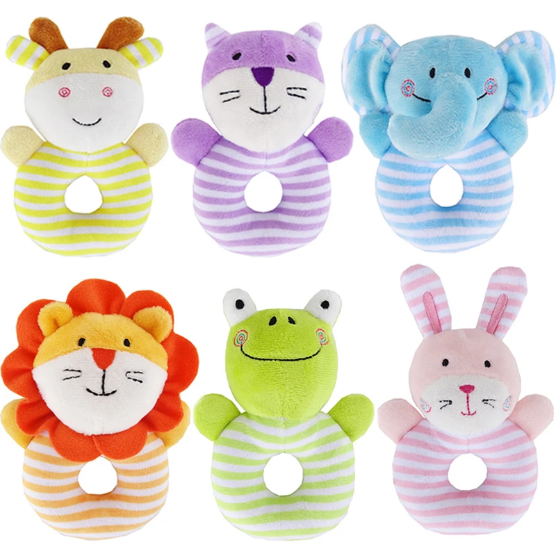 

Cute Newborn Animal Baby Rattle Stroller Plush Toy Rabbit Lion Fox Animal Hand Bell Doll Soft Plush Toys Gift Rattles Mobiles
