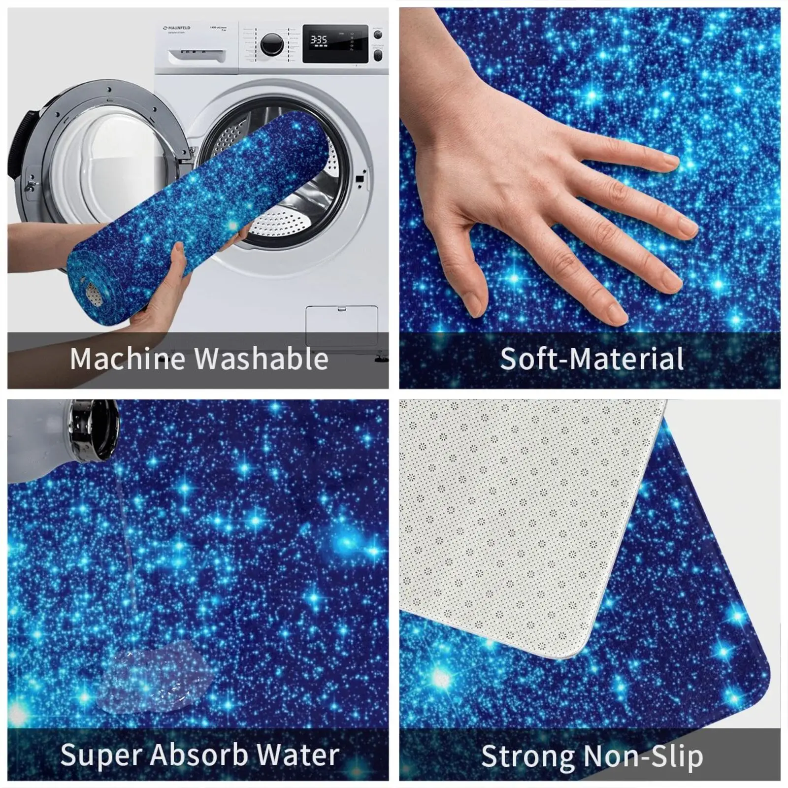 Яркий голубой ковер с блестящими звездами для галактики 2286 Космос Звезды звезды