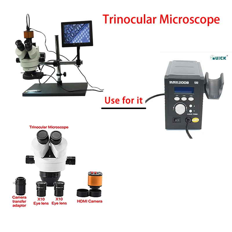 

Цифровой тринокулярный микроскоп, лаборатория для ремонта телефонов, печатных плат, 7X-45X 16 МП, HDMI камера, инструменты для ремонта