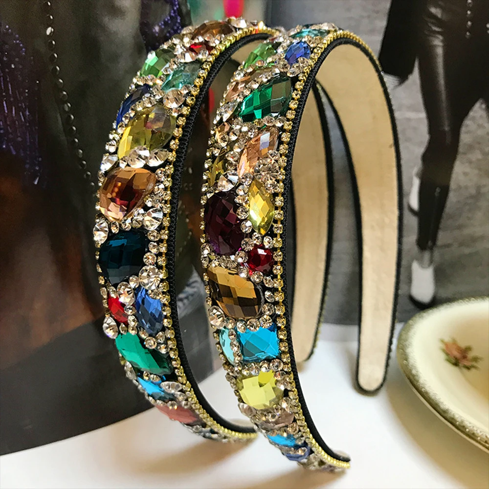 

Women Girls Sparkle Crystal Rhinestone Wide-edge Headband Hair Hoop Band Fashion Hair-band Headwear Accessories For Lady