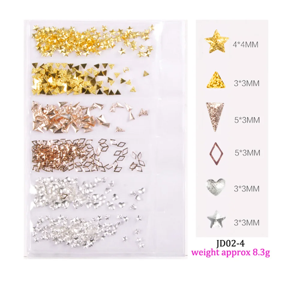 6 Grid/Pack Mixed Size 3D DIY Hollow Metal Frames Nail Art Decorations 3-9mm Gold Silver Rivets Manicure Accessories Decor | Красота и