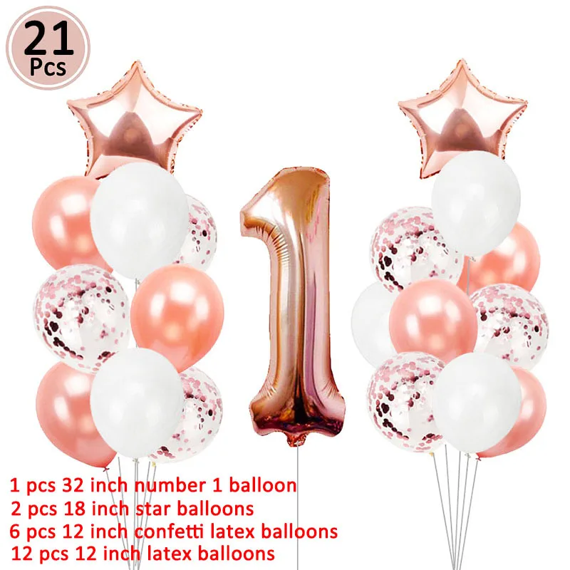 First Balloons Set Happy Birthday Party Decorations My 1st Kids Baby Boy Girl I AM ONE 1 Year Old Supplies | Дом и сад