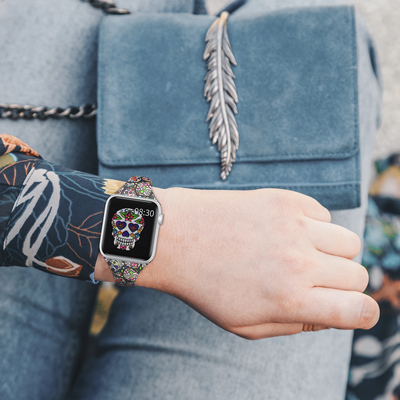 Toyouths печатных силиконовый ремешок для наручных часов Apple Watch брюки спортивные с