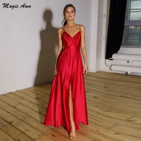 magic awn sexy red prom dresses side split 2021 spaghetti straps backless a line fomal evening party gowns cheap robed soriee