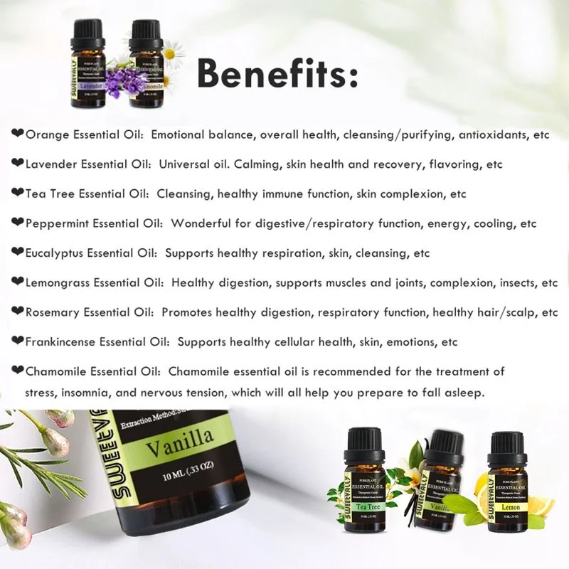 Набор эфирных масел 10 мл Водорастворимая снимает стресс для увлажнителя
