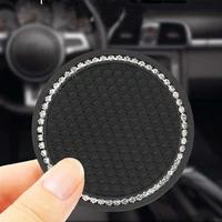 2pcs non slip car water cup pad diamond rhinestone rubber mat for bottle holder coaster auto interior anti skid cup holders 7cm