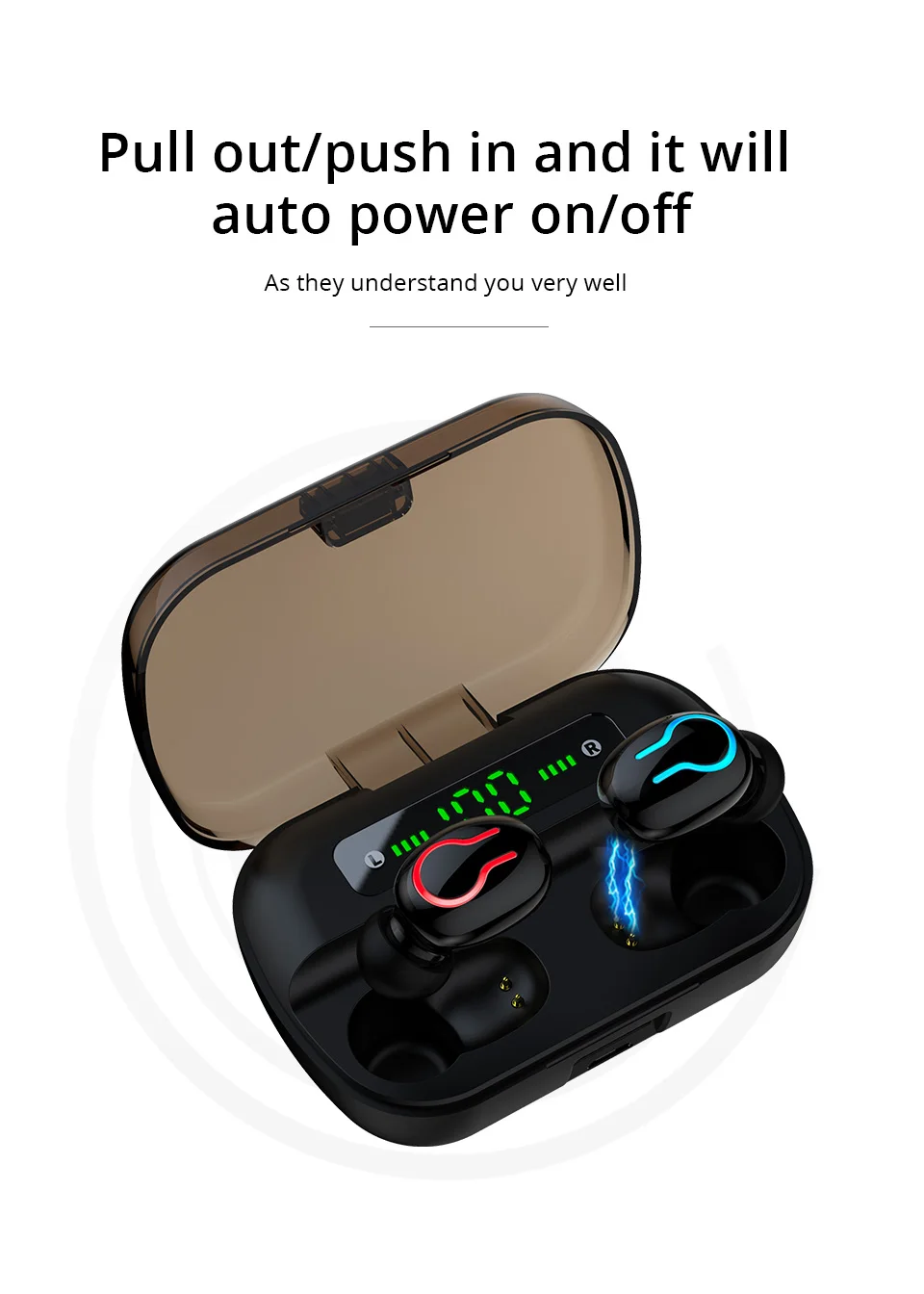 TWS-наушники Q82 с светодиодный фоном и светодиодным дисплеем | Электроника