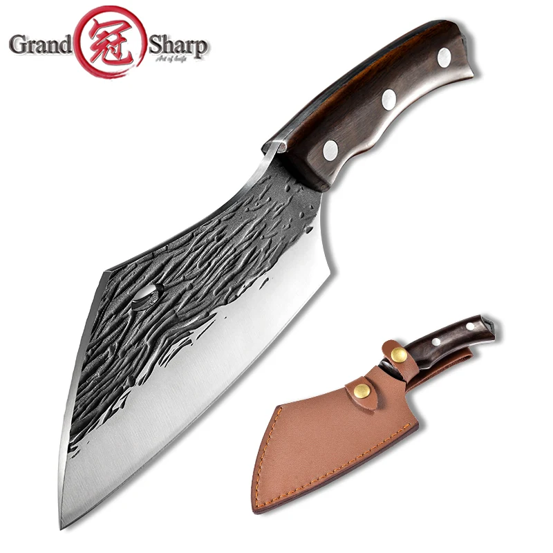 

6 дюймов, кованый кухонный нож ручной работы, нож для нарезки мяса, китайский шеф-повар, нож, охотничий нож, спасательные инструменты для повседневного использования, GRANDSHARP
