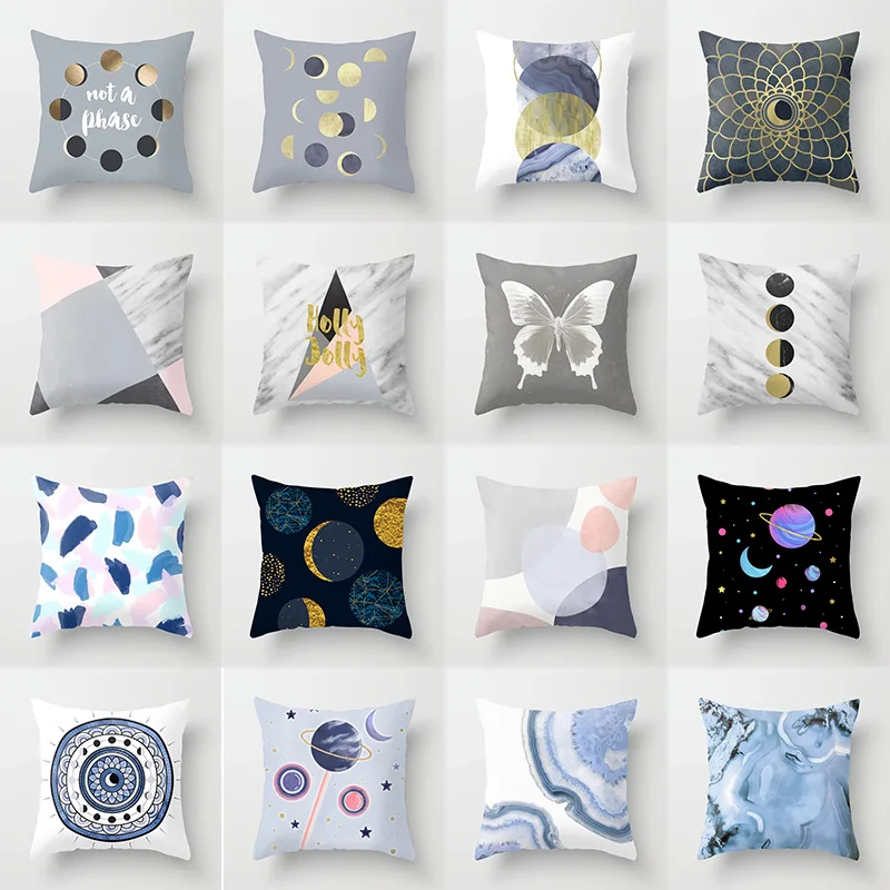 

WUYI Outer Space Moon Planet Cushion Cover Geometric Sun Planet Polyester Marble Throw Pillow Case Decorative Pillowcases