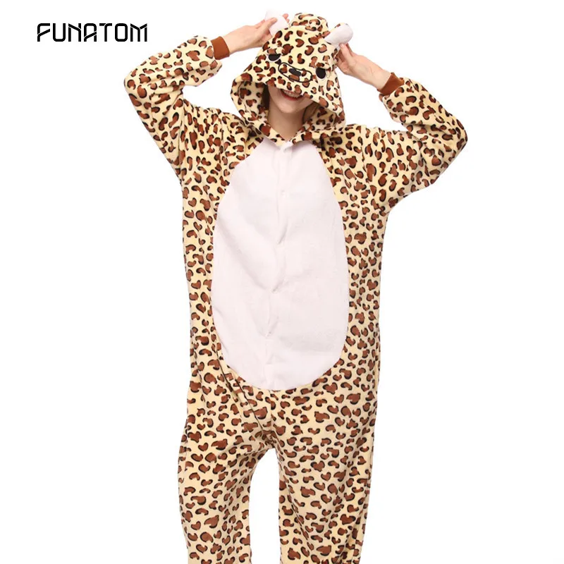 Новая Пижама тигр животных для взрослых зимняя одежда сна Ститч Панда Пижамы