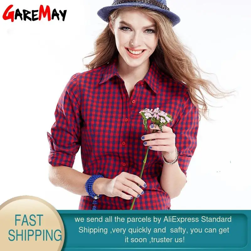 Женские рубашки блузки из хлопка весна 2020 топы женские в клетку с длинным рукавом
