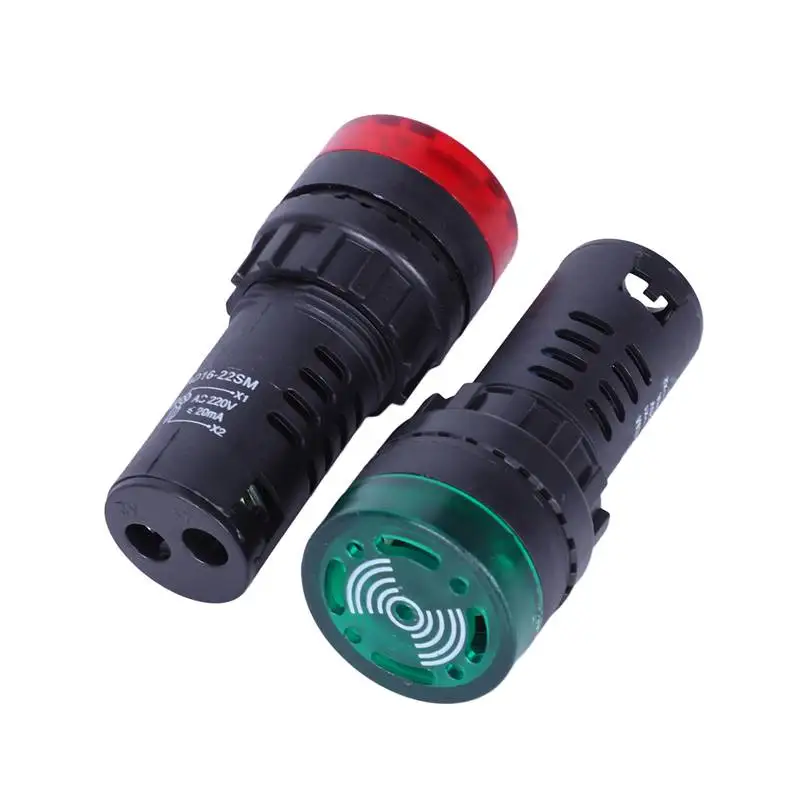 2 Pcs Red Green LED Buzzer Beep Indicator Light 22mm AC 220V AD16-22SM | Безопасность и защита
