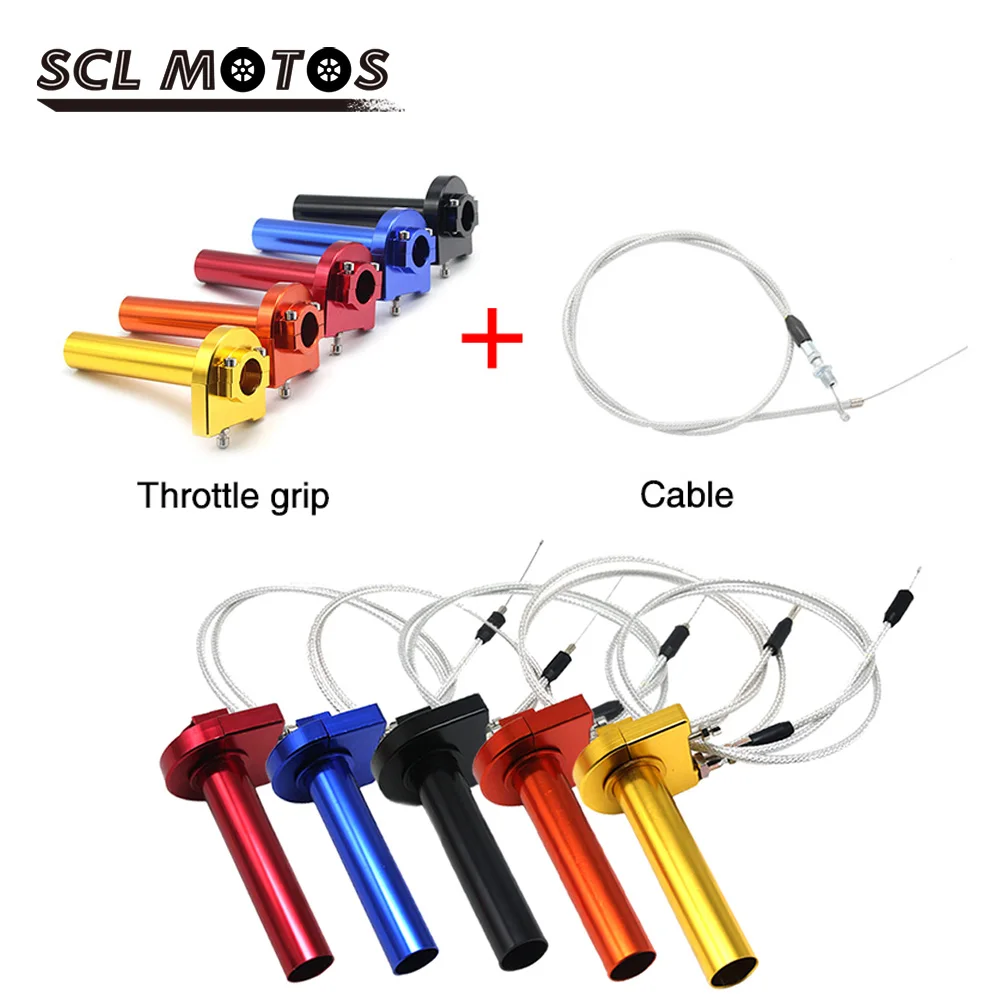 SCL MOTOS-empuñadura de aluminio Universal para Acelerador de motocicleta, pomo de acelerador con Cable, CNC, 22mm, 7/8 pulgadas