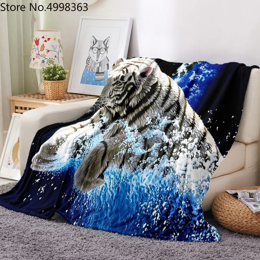 Детское теплое одеяло с рисунком для новорожденных байби изображением тигра