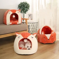2021new funny fox shape pet cat bed house cozy dog cat mat bed warm durable portable pet basket kennel dog cushion cat supplies
