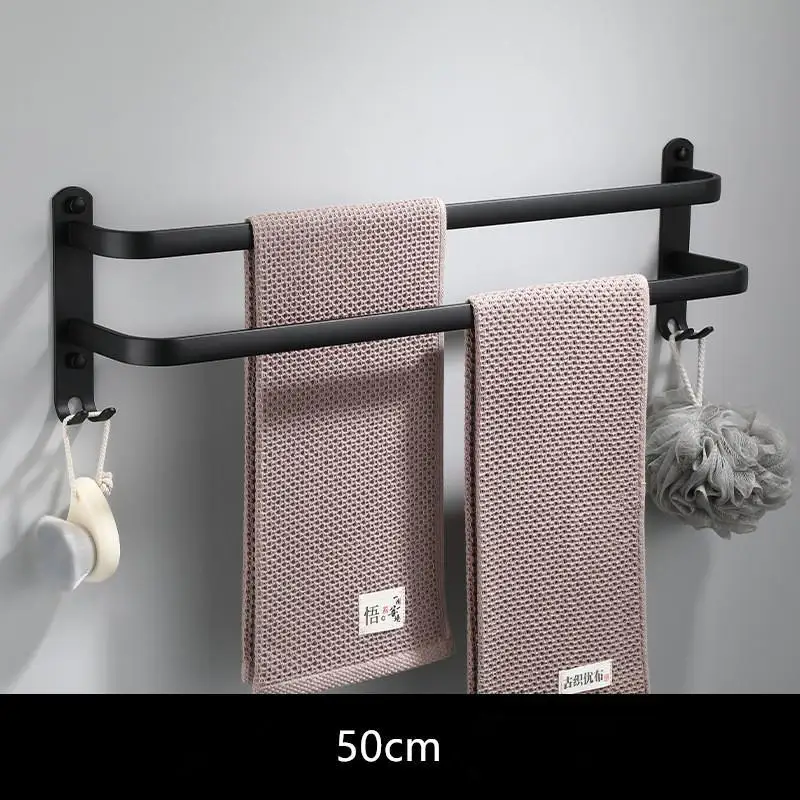 

Towel Hanger Wall Mounted 30-50 CM Towel Rack Bathroom Aluminum Black Towel Bar Rail Matte Black Towel Holder Space aluminum