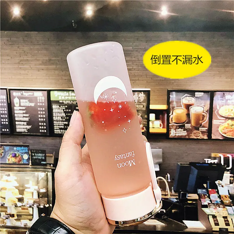 

Korean version lovely fresh frosted Star plastic cup female student sports man simple creative portable water cup