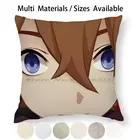 Противоударный чехол для подушки Childe Genshin, наволочка для подушки, хлопчатобумажный льняной клетчатый наволочка Genshin Impact Gacha Mihoyo, безумное лицо