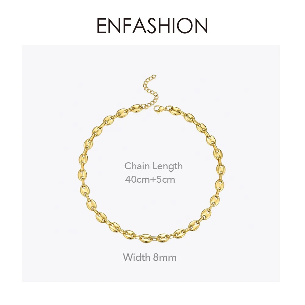 ENFASHION, панк, кофейные бобы, звено цепи, колье, ожерелье для женщин, нержавеющая сталь, золотой цвет, хип-хоп рок, ожерелье s, мужские ювелирные изделия P3022
