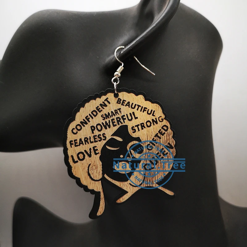 2020 черные деревянные серьги Queen|Серьги-подвески| |