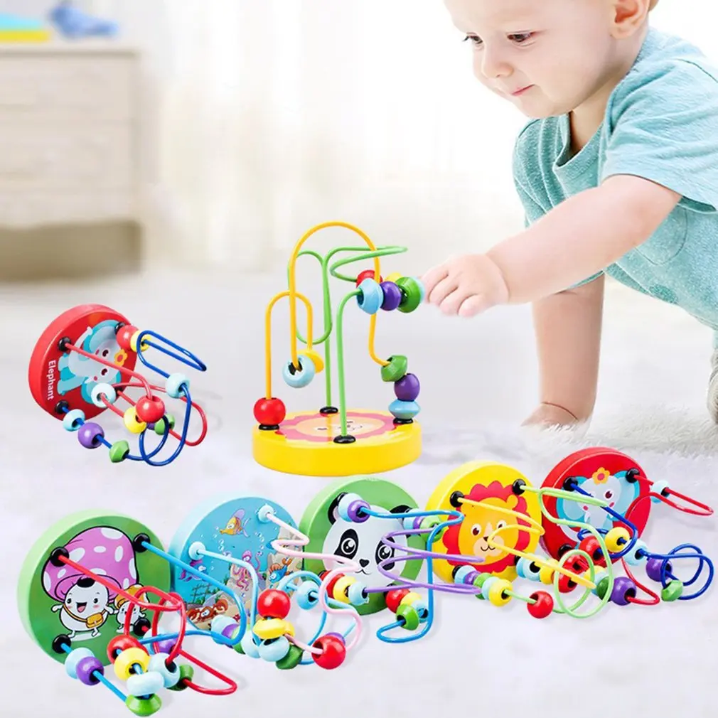 Juguete de matem&aacute;ticas educativo Montessori para ni&ntilde;os, Mini c&iacute;rculos de madera, laberinto de alambre, monta&ntilde;a rusa, Abacus, rompecabezas, Juguetes-1