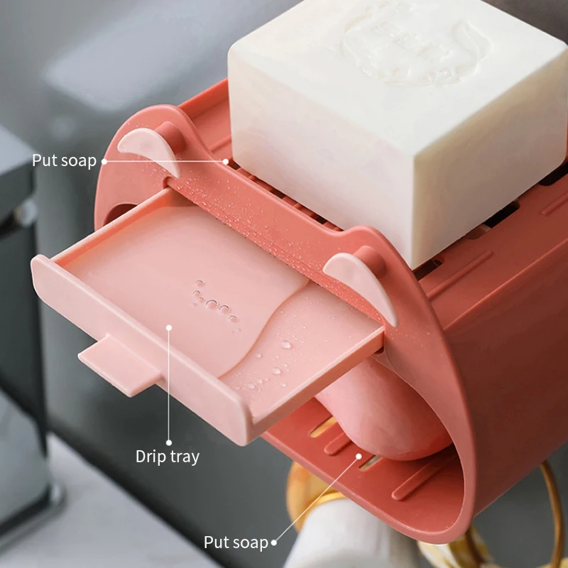 

Wall Hanging Double Layer Soap Holder Shower Drain Soap Box With Towel Hanger Bathroom Toilet Accessories Storage Organizer