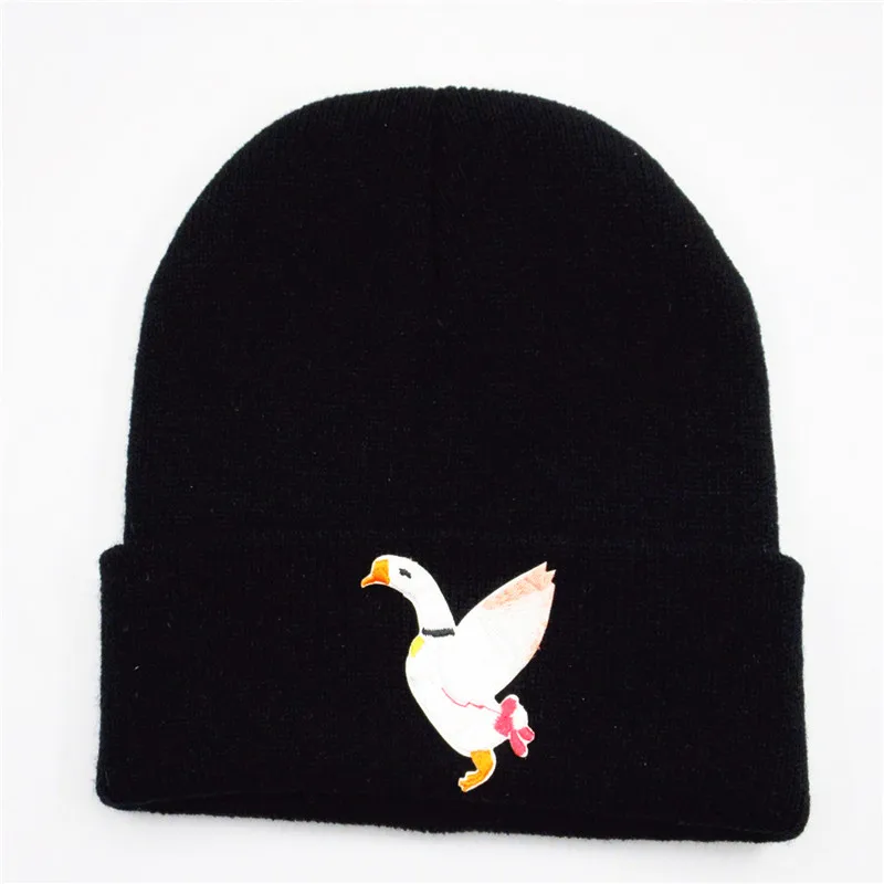 

Плотная вязаная шапка с вышивкой в виде гусиного животного из 2020 хлопка, зимняя теплая шапка, шапки, Шапка-бини для детей, мужская и женская, ...