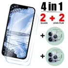 4 в 1 закаленное стекло для iPhone 13 12 11 Pro Max 13 12 Mini Camera Lens Film для iPhone XR XS Max X SE 2020 7 8 6S Plus 6