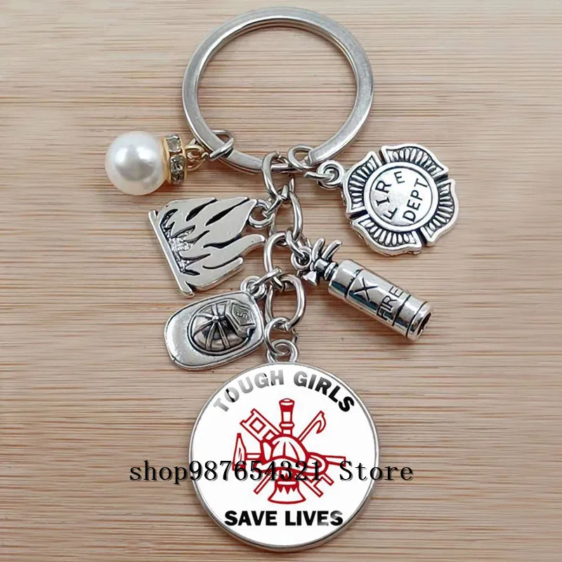 Новые Классические пожарный аварийно-спасательных дизайн брелок стеклянный