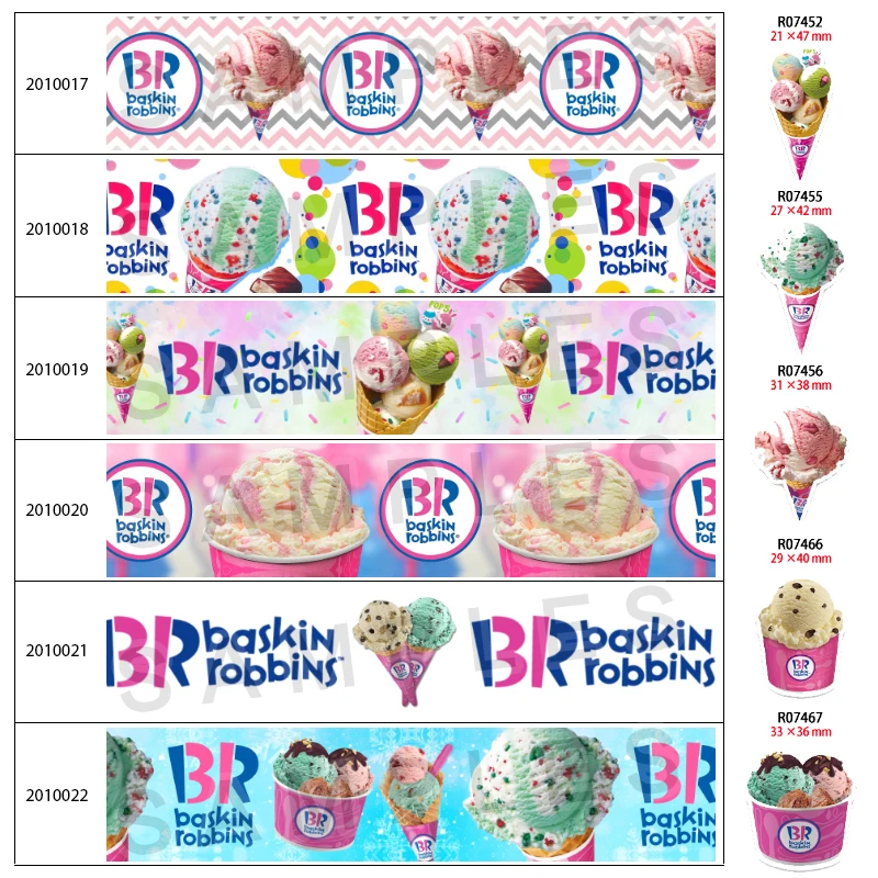 

10 yards New BASKIN ROBBINS Thirty-one Ice Cream 30pcs/lot Acrylic Resins Pattern Planar Resin Printed for DIY Headband Hair Bow
