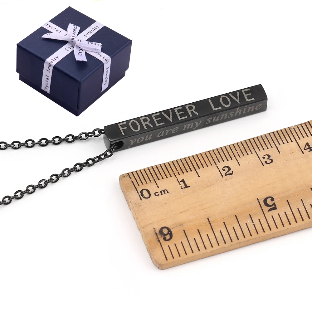 Ожерелье с квадратным кулоном из нержавеющей стали гравировкой по четырем