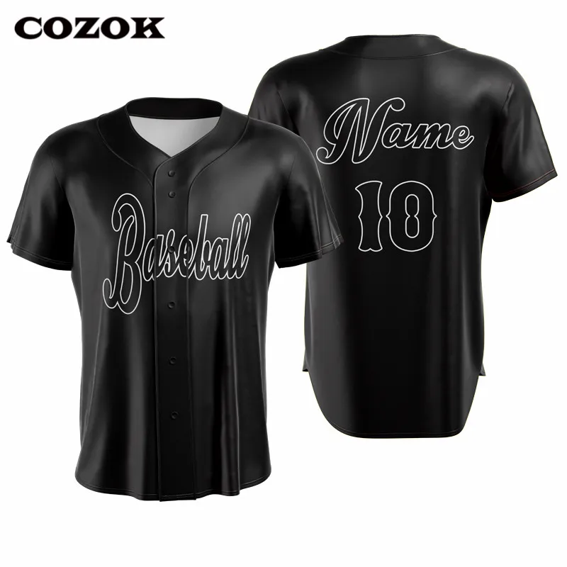 

Sublimated Baseball Jerseys Softball Shirts Big Size 3XL Black Jersey De Béisbol Para Hombre