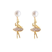 korean new wild pearl earrings temperament ballet dance girl earrings factory price wholesale