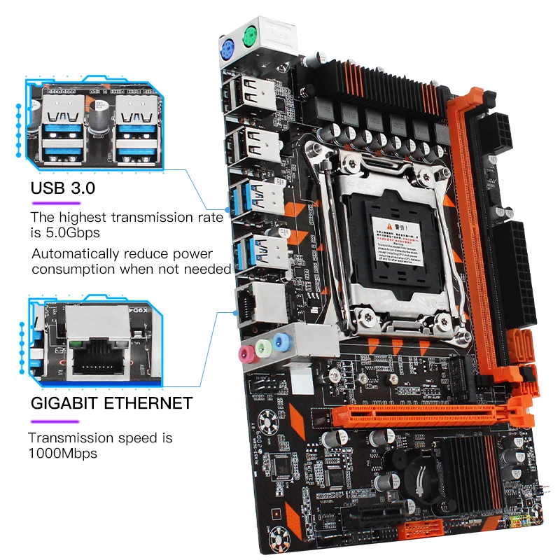 X99 материнская плата LGA 2011 3 LGA2011 с M.2 NVME слот Поддержка DDR4 ECC SATA3.0 USB3.0 ZX MINX9D4