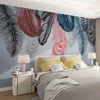 custom self adhesive wallpaper murals nordic fashion colored feather 3d art mural modern living room restaurant wall painting