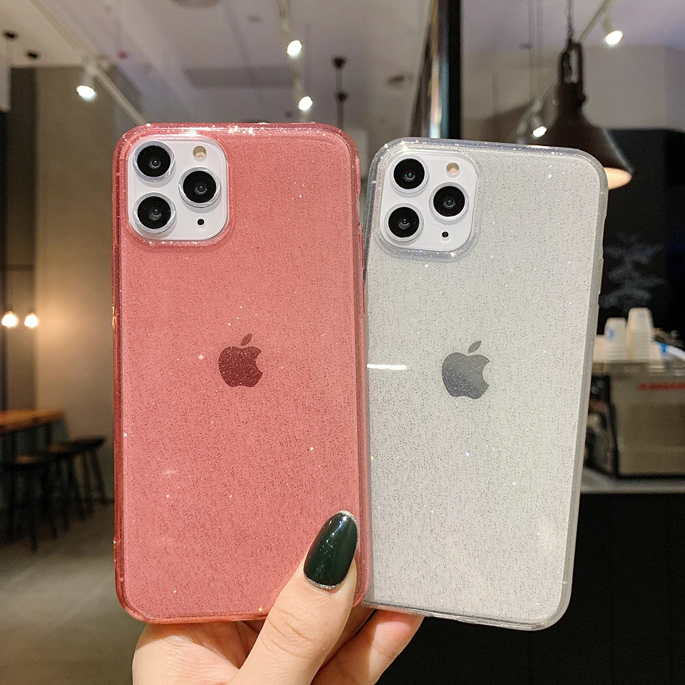 Блестящие прозрачные мягкие силиконовые чехлы из ТПУ для Apple iPhone 11 Pro Max 13 12 Mini 7 8 6 6s