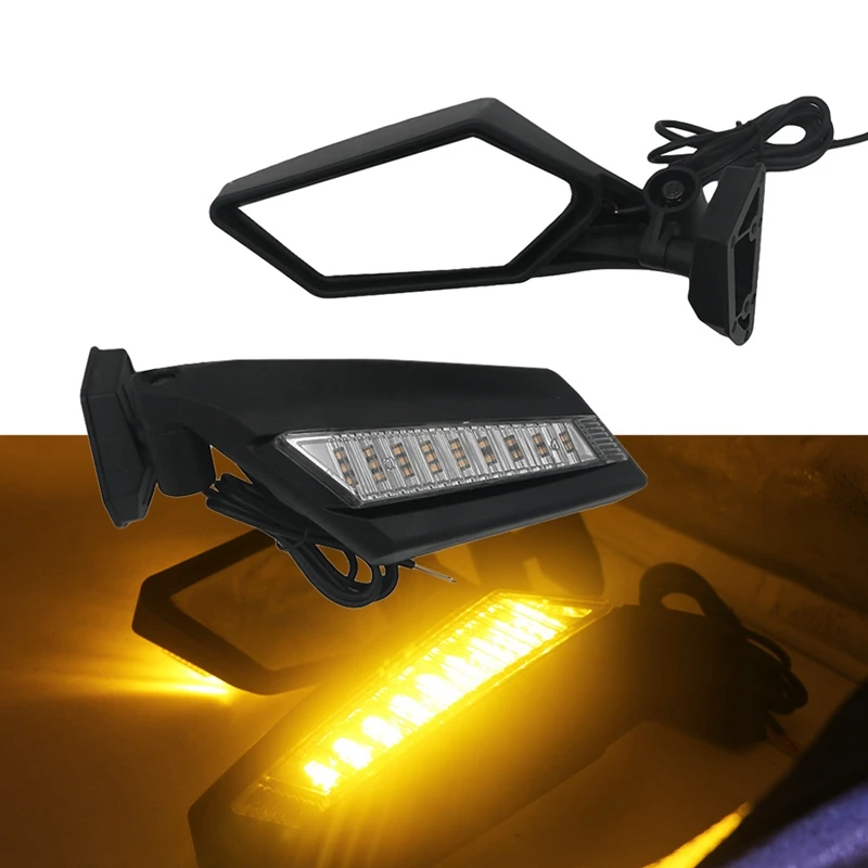 NEW-UTV Rearview Mirror with LED Turn Signal Light Side Mirrors for Can Am Maverick X3 R Max Commander 715002898 2017-2020