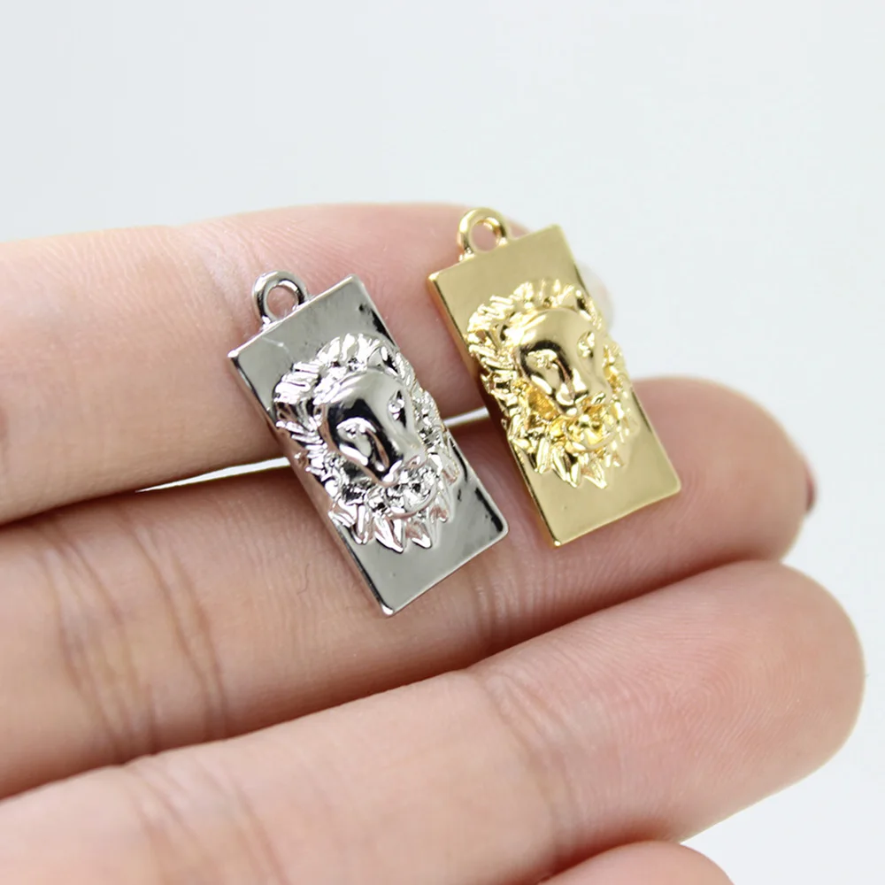

Подвески Yamily из цинкового сплава с принтом льва, ювелирные изделия «сделай сам» для ожерелья, сережек, браслета, 2 цвета, 10 шт./22*10 мм