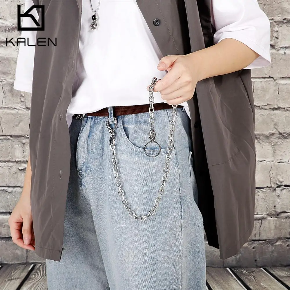 Ремень с цепочкой в стиле панк черепом пояс высококачественным карабином