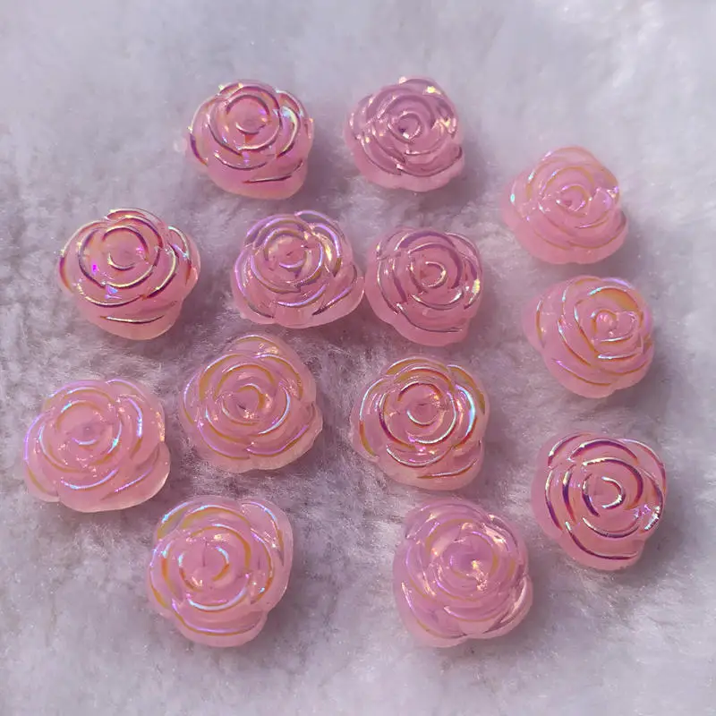 

14mm Flat Back Resins Cabochon Scrapbook 3D Resin Rose Flower Fit Phone Embellishment DIY Home Wedding Decors 200pcs