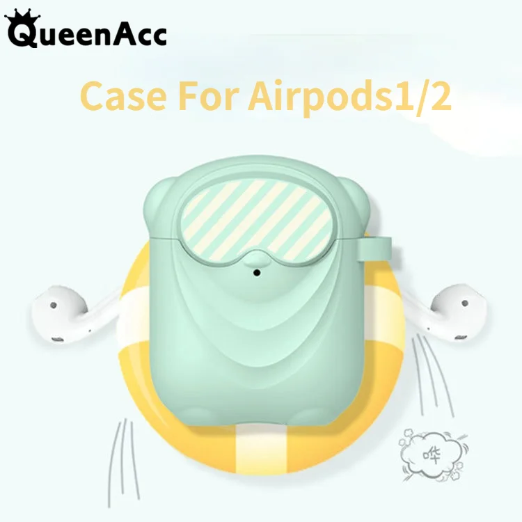 

Силиконовый милый чехол QueenAcc для наушников Apple, чехол с беспроводным Bluetooth для Airpods1/2, чехол для наушников, защитный мягкий чехол