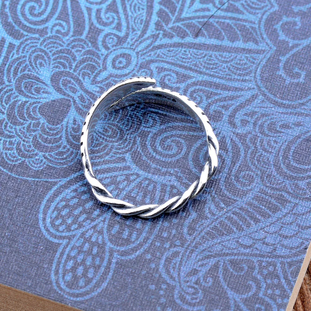 

MYTHIC AGE Real 925 Sterling Silver Handmade Leaf Vintage Re-sizable Feather Ring for Women Jewelry Gift Girl