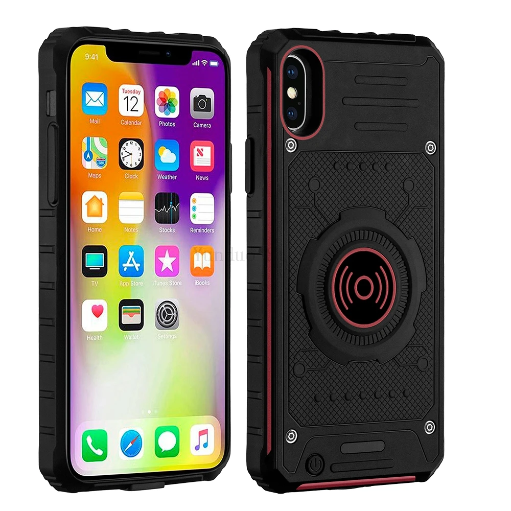 Тонкий ударопрочный беспроводной чехол для зарядного устройства для iPhone X Три Защита power bank задняя крышка для iPhone XS наружный чехол