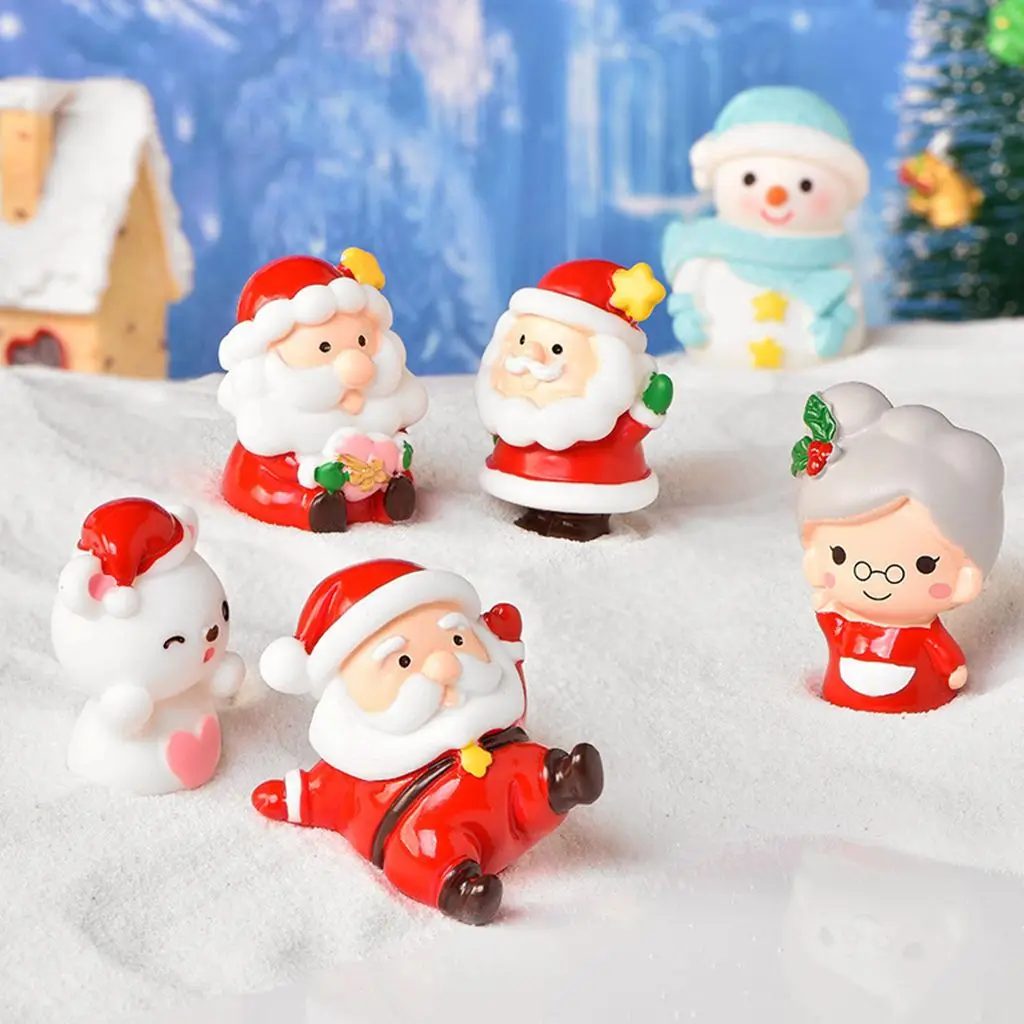 

20 Styles Happy Christmas Mini Santa Claus Snowman Figurines Cartoon Design Exquisite Resin Christmas Micro Landscapes Decor