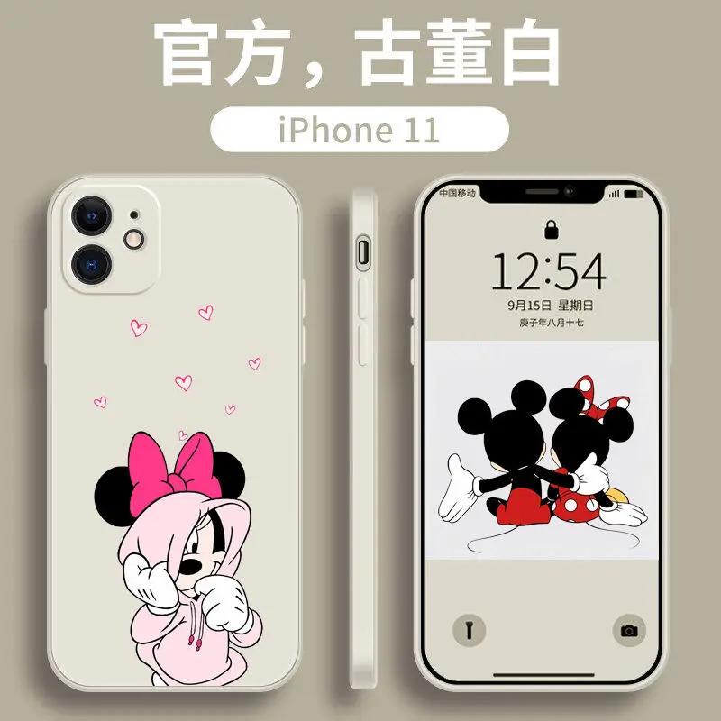 

Disney cartoon Minnie Mickey couple phone case for iPhone11/11pro/12promax/xs/xsmax/se/7p/8p/cute lady phone cover Anti-fall