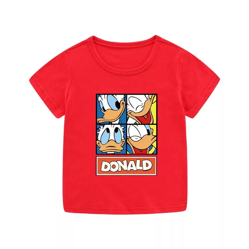 Летняя футболка с мультяшным Дональдом Даком Повседневная принтом для девочек и