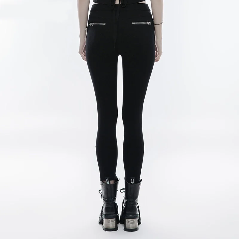 Женские Эластичные повседневные леггинсы в стиле панк с металлической молнией