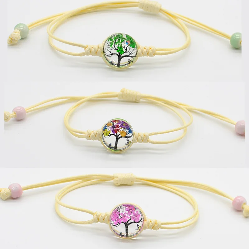 Цветочный браслет стеклянный шар ручной работы для женщин браслеты хрустальные