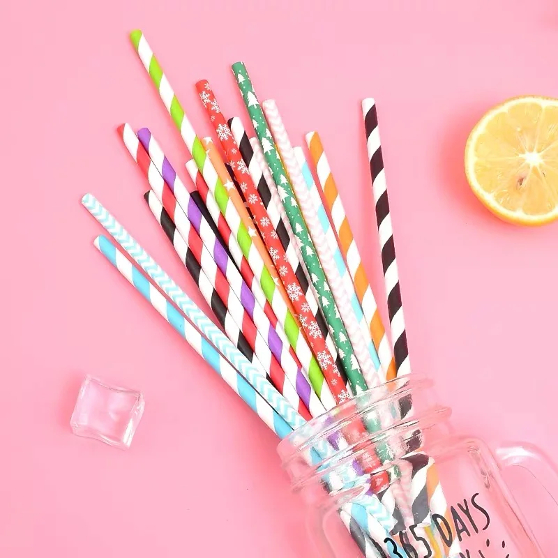 200x разлагаемая крафт-бумага всасывающая трубка карамельного цвета соломинки для